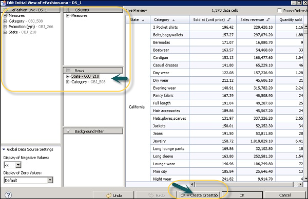 Create Crosstab