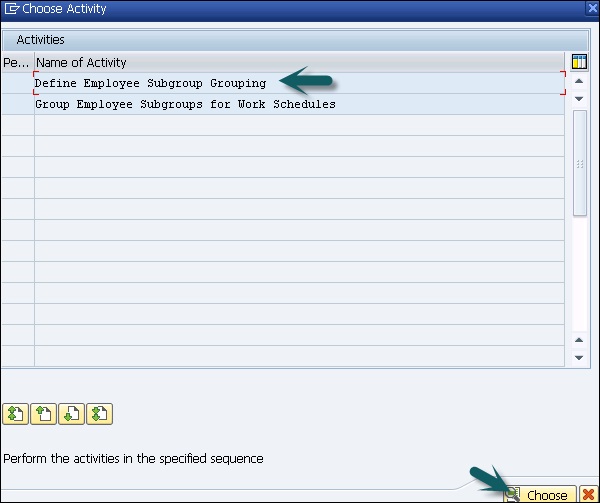 Choose Employee Subgroup Grouping