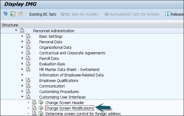 Execute Screen Change Modifications