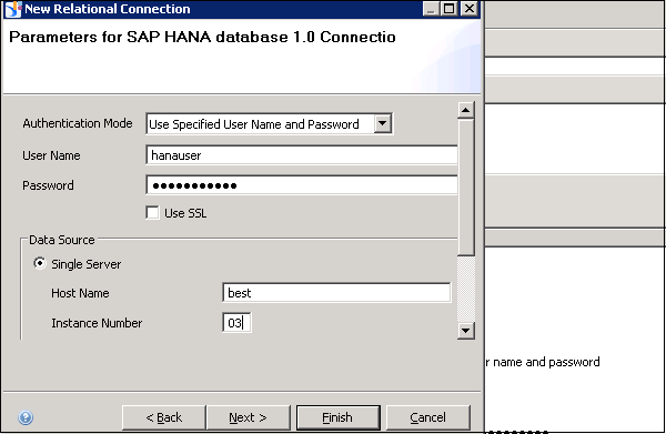 Login Parameters for Connection