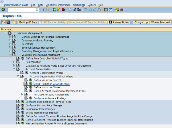 SAP valuation area path