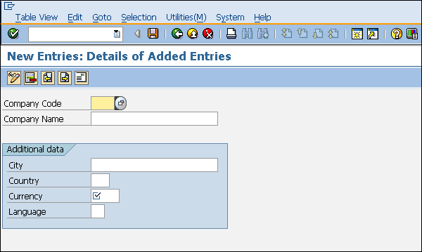 SAP Create Company Code Details