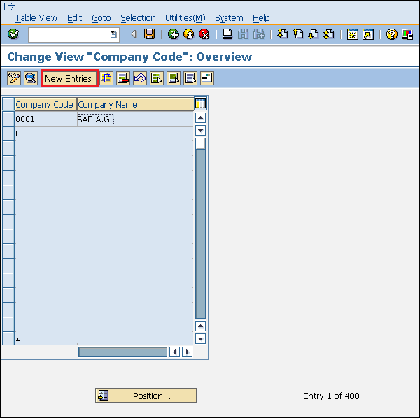 SAP Create Company Code Entry