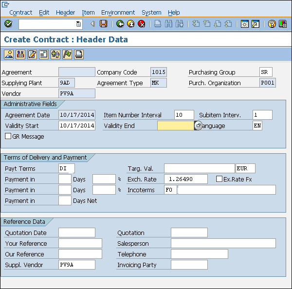 SAP contract details