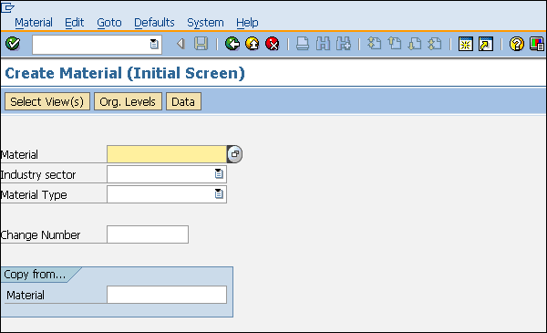 SAP create material entry