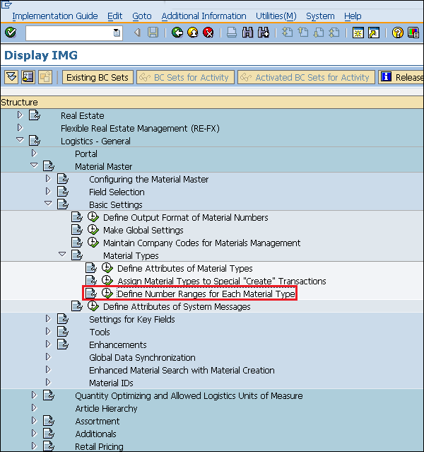 SAP define number range