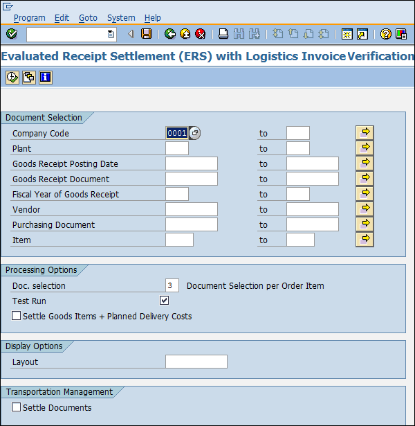 SAP ERS entry