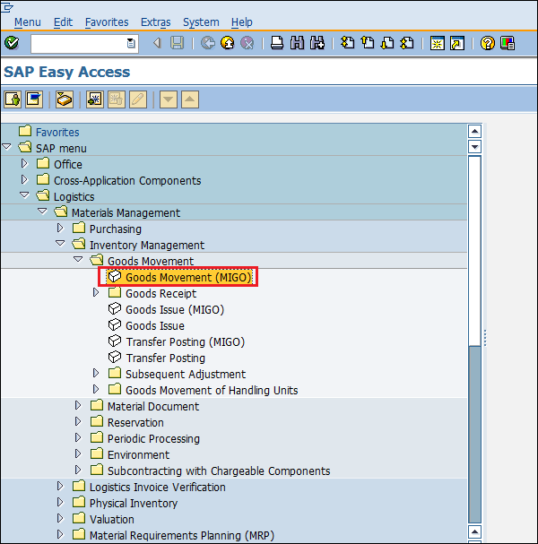 SAP create GR path