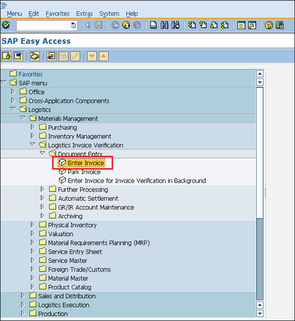 SAP invoice posting