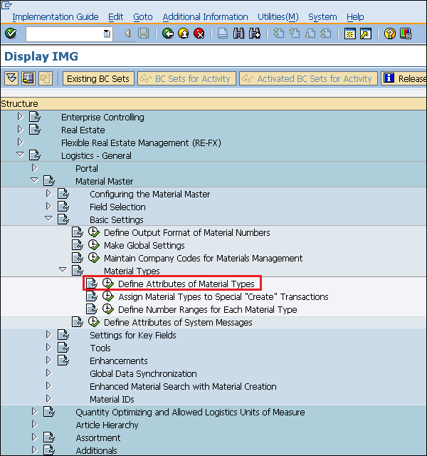 SAP Material Types