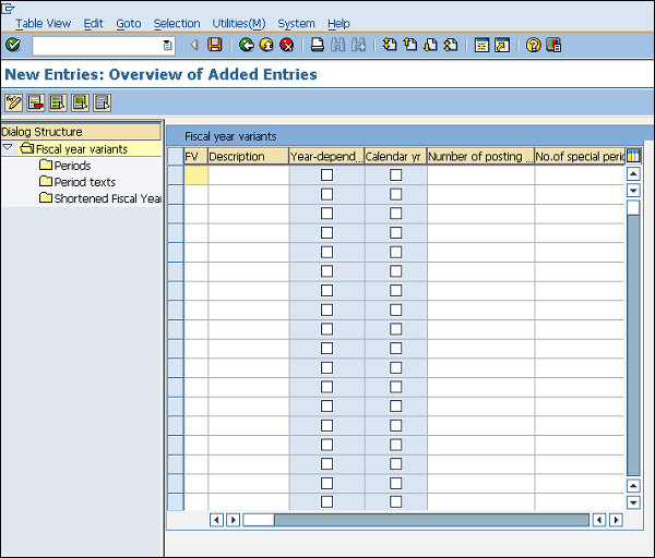 SAP posting period fiscal year new entry