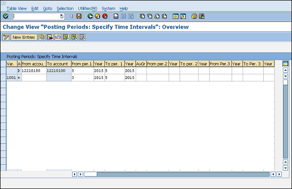 SAP posting period open entry