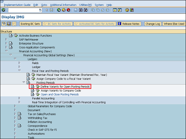 SAP posting period define variant