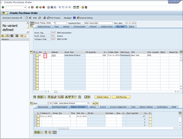 SAP purchase stock transfer