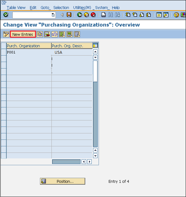 SAP Purchasing Organization Entry