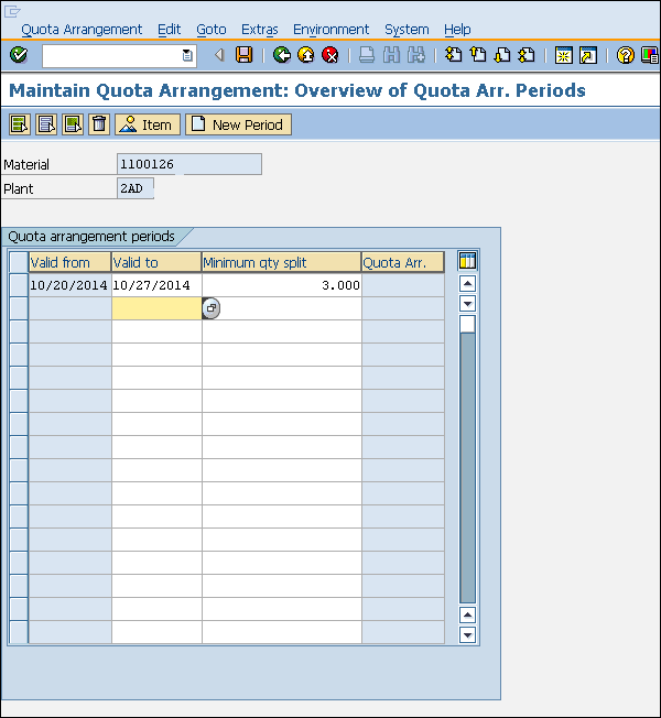 SAP quota arr date