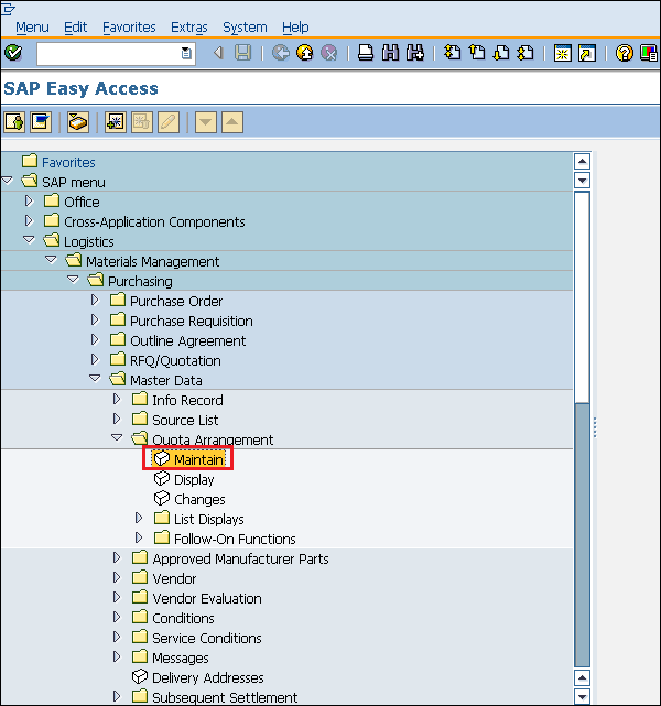 SAP quota arr path