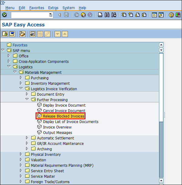 SAP release block invoice