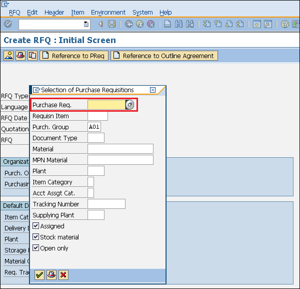 SAP rfq auto detail