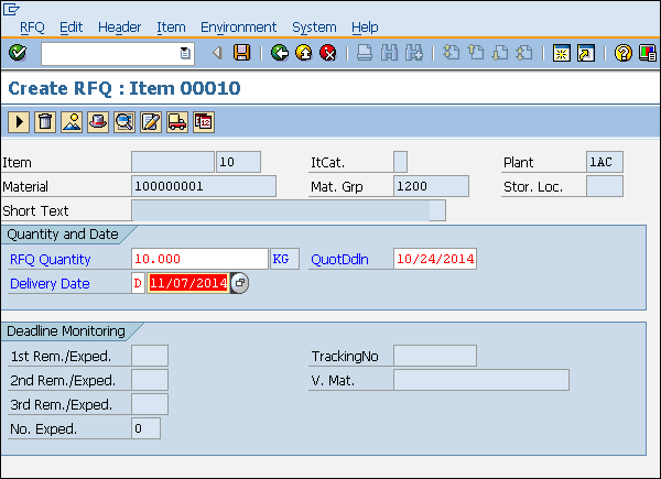 SAP rfq deadline