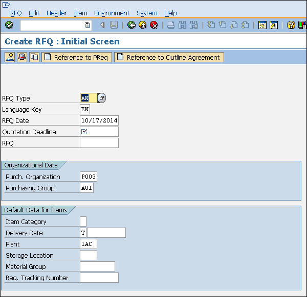 SAP RFQ initial