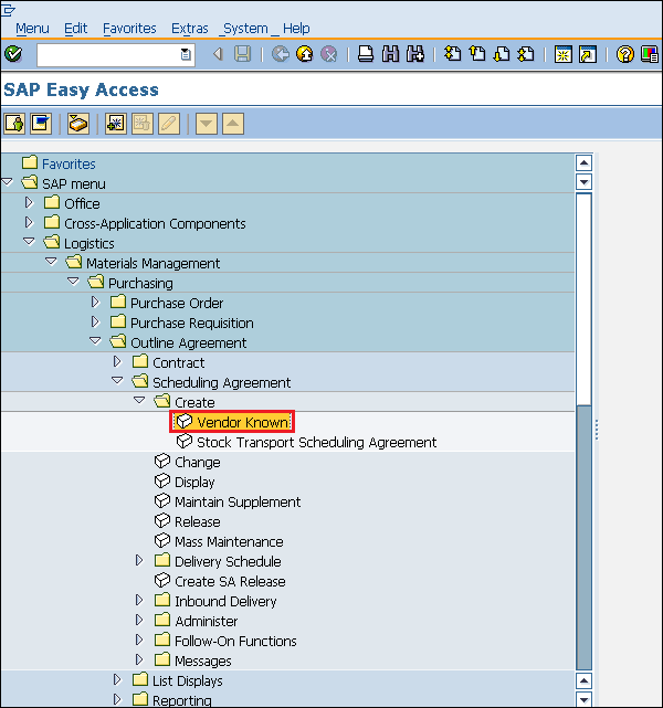 SAP create scheduling agreement