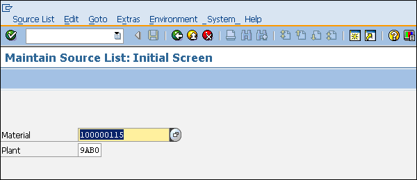 SAP Source List material