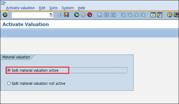 SAP Split Valuation Set