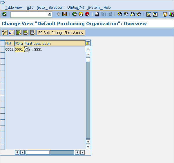 SAP Standard Purchasing Org Entry