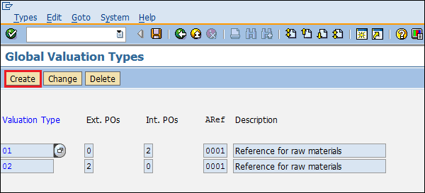 SAP Split Valuation type create