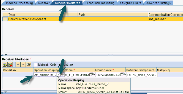 Receiver Interfaces Tab