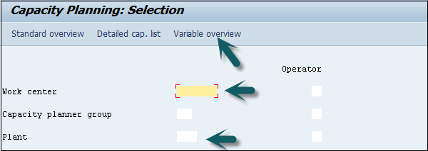 Capacity Planning Selection