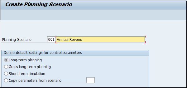 Create Planning Scenario