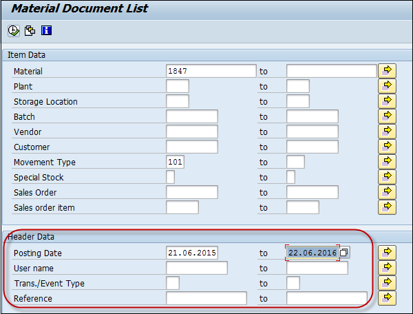 Material Document List