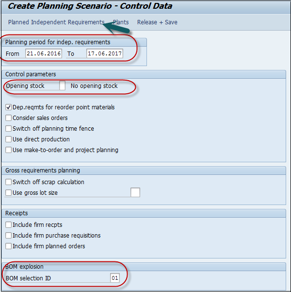 Planning Control Data