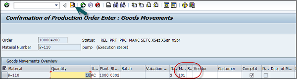 Production Goods Movements