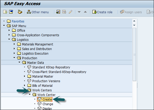 SAP Create Work Center