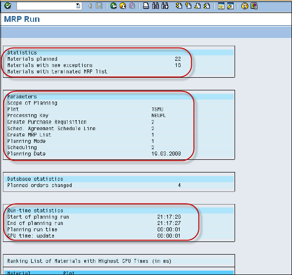 SAP MRP Run