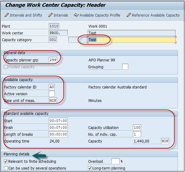 SAP PP Header