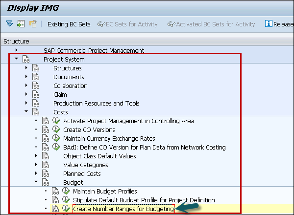 Create Number ranges for Budgeting