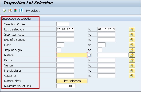 Lot Selection