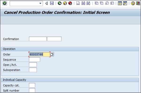 Cancel Production Order Confirmation