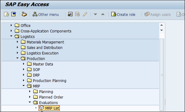 MRP Evaluation List