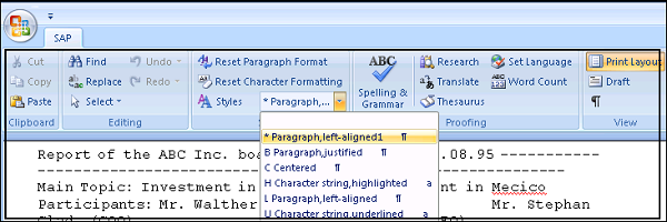 Changes in Document