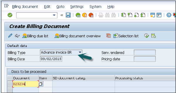 Create Billing Document