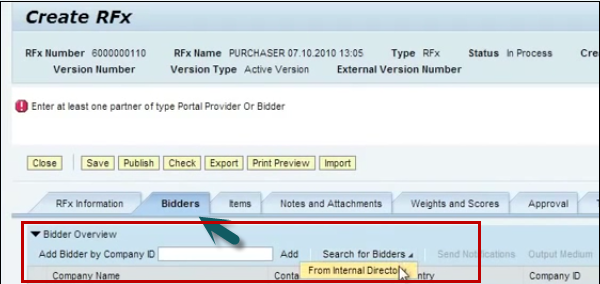 Bidders Tab