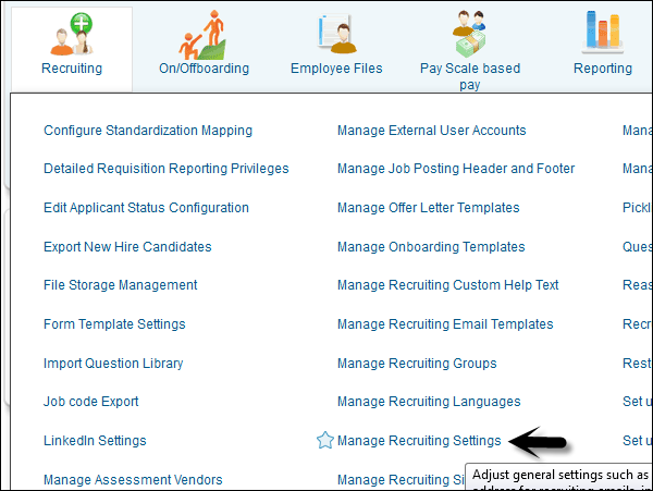 Company Recruiting Settings