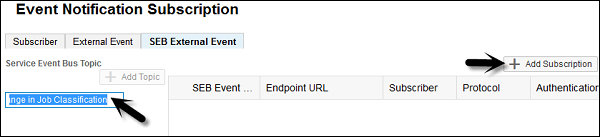 Event Add subscription