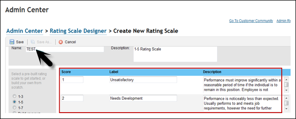 Prebuilt Rating Scale