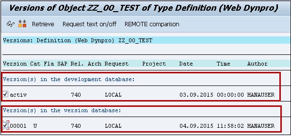 Version Development Database